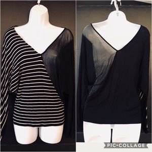 Bebe Black & White Striped Tunic